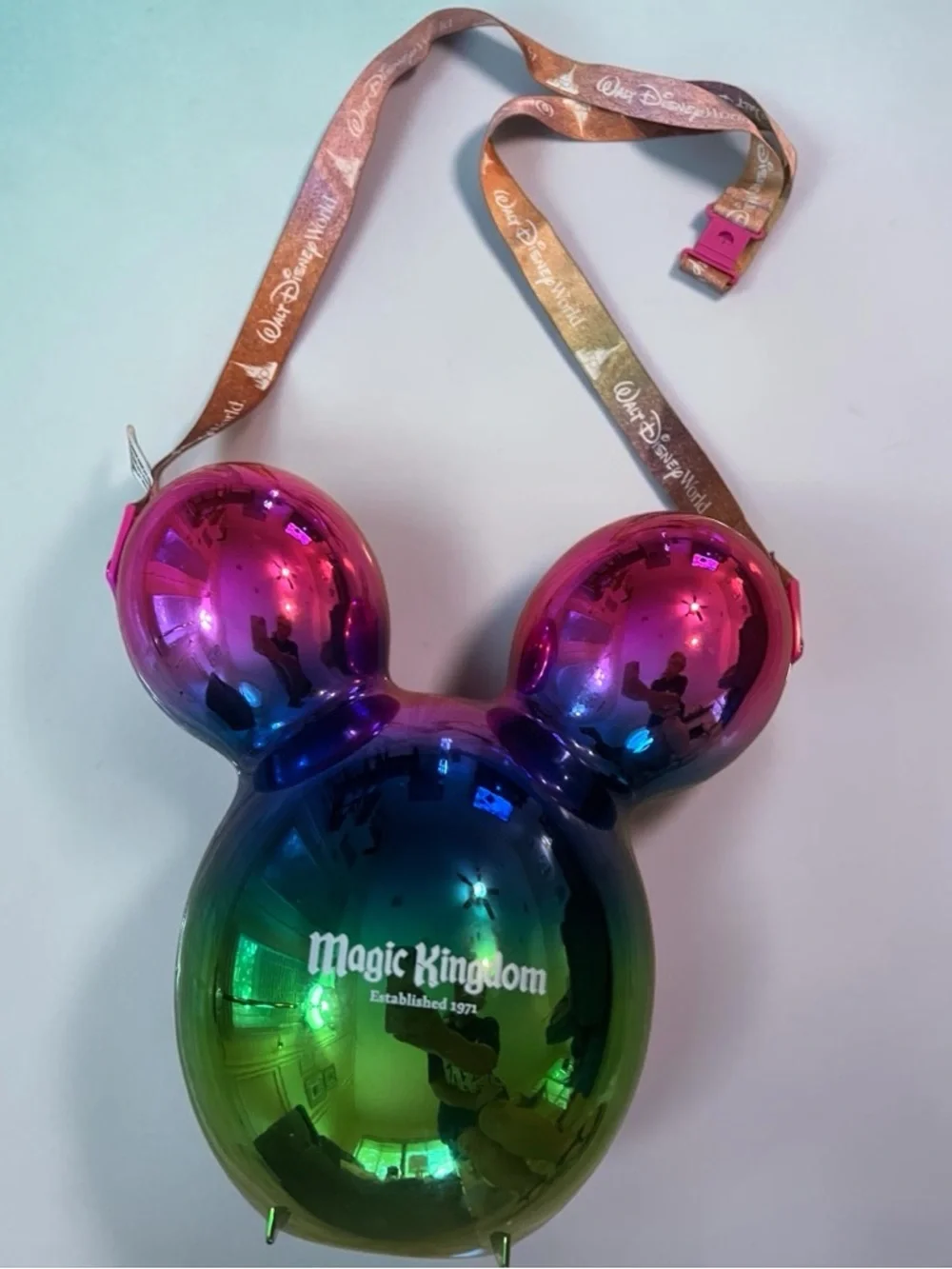Disney Parks Magic Kingdom Mickey Balloon Popcorn Bucket Iridescent Lanyard